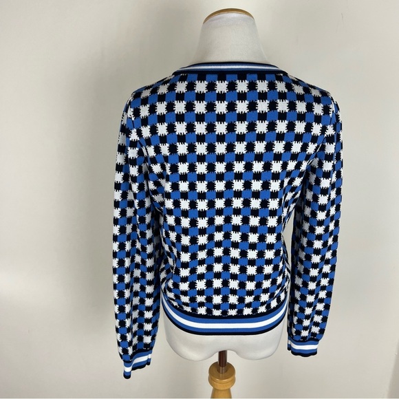 Solid and Striped Mackenzie Plaid Blue White Knit Pullover Sweater Size S - Picture 4 of 6